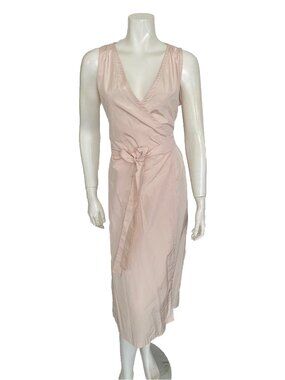 Max Mara Dress Light Pink Silk Blend Wrap Size 8 Sleeveless Mid Length